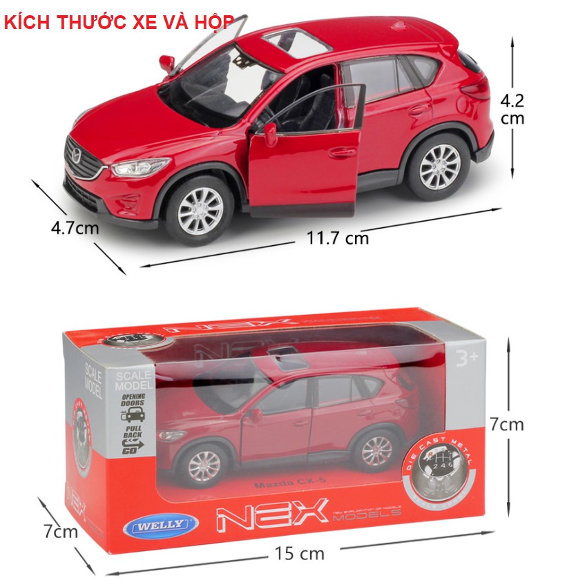 Xe ô tô Mazda CX5 Mô hình tỉ lệ 1:36 xe bằng sắt chạy cót mở 2 cửa trước