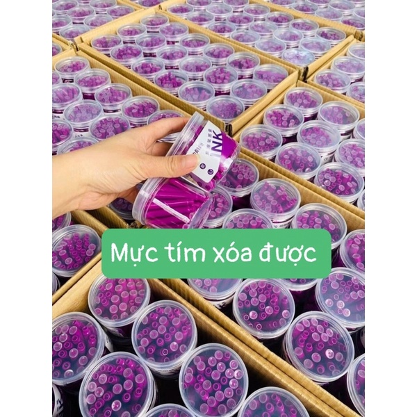 mực xóa được, màu xanh và màu tím, mua 1 hộp tặng một bút mực xóa được.