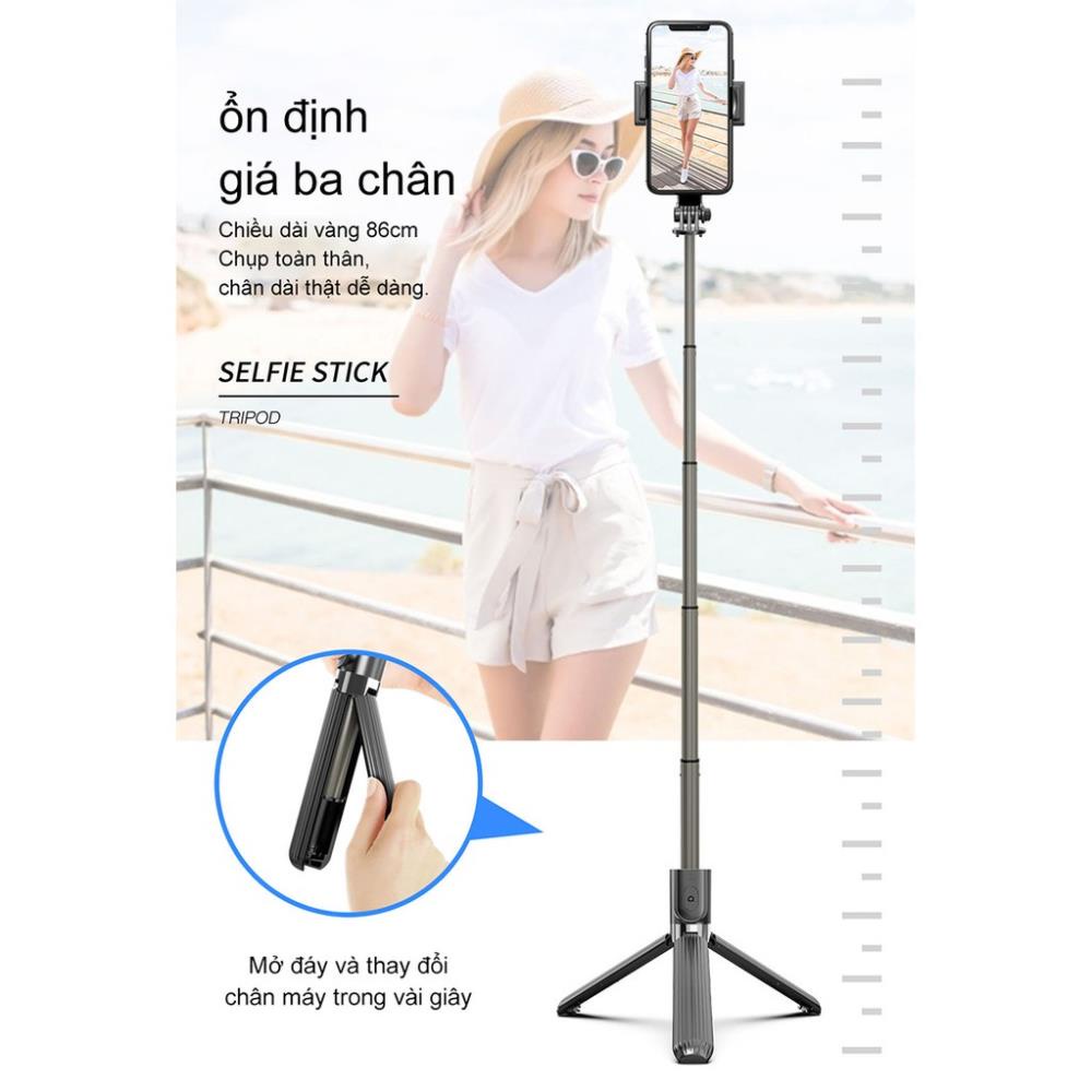 Gậy Chống Rung Gimbal L08 Có Bluetooth - Gậy Chụp Ảnh Quay Phim Đa Năng Kèm Chân Tripod Chắc Chắn Xoay 360 Độ