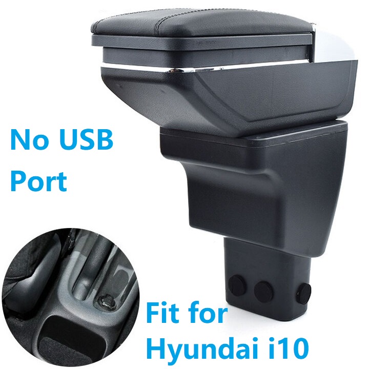 Hộp tỳ tay, đệm tỳ tay lắp cho xe ô tô Hyundai i10 tích hợp 7 cổng USB và không có cổng USB - Tùy chọn