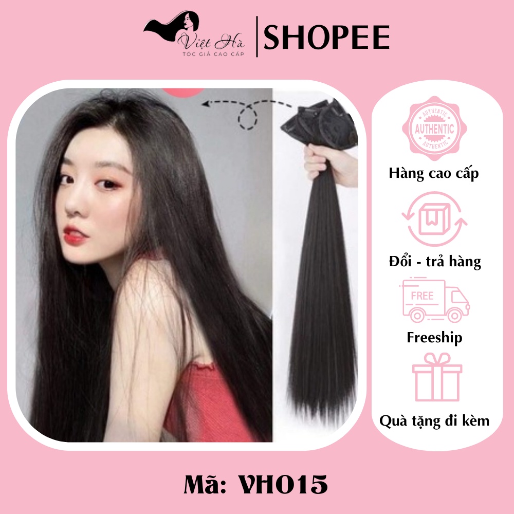 Tóc giả kẹp phím phồng Việt Hà combo 3 dải kẹp thẳng, giúp tóc dày và dài hơn, giúp bạn nữ tự tin thoải mái hơn - VH015