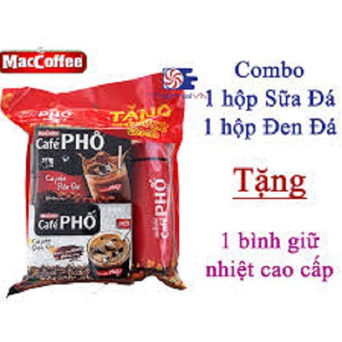 [Combo] 1 hộp Cà phê Phố Sữa Đá + Đen Đá tặng bình giữ nhiệt cao cấp