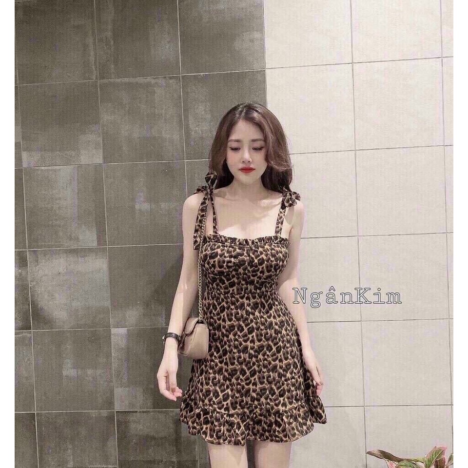Đầm Lụa 2 dây dáng xòe họa tiết có mút ngực 1 size cho nữ dưới 55kg thời trang cao cấp