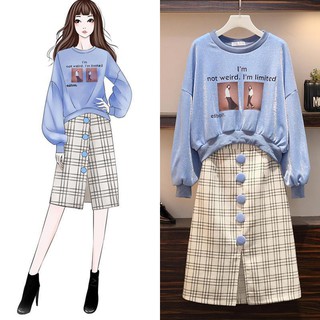 Kích thước lớn Lỏng lẻo thời trang Bộ đồ nữ set trang phục quần áo nữ set quần áo set bộ quần bộ set đồ bộ đồ nữ áo croptop