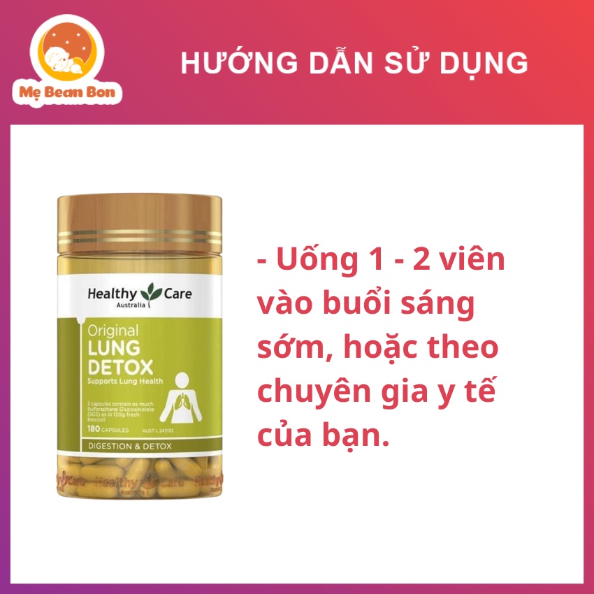 Viên uống giải độc phổi Healthy Care Original Lung Detox 180 Viên Của Úc