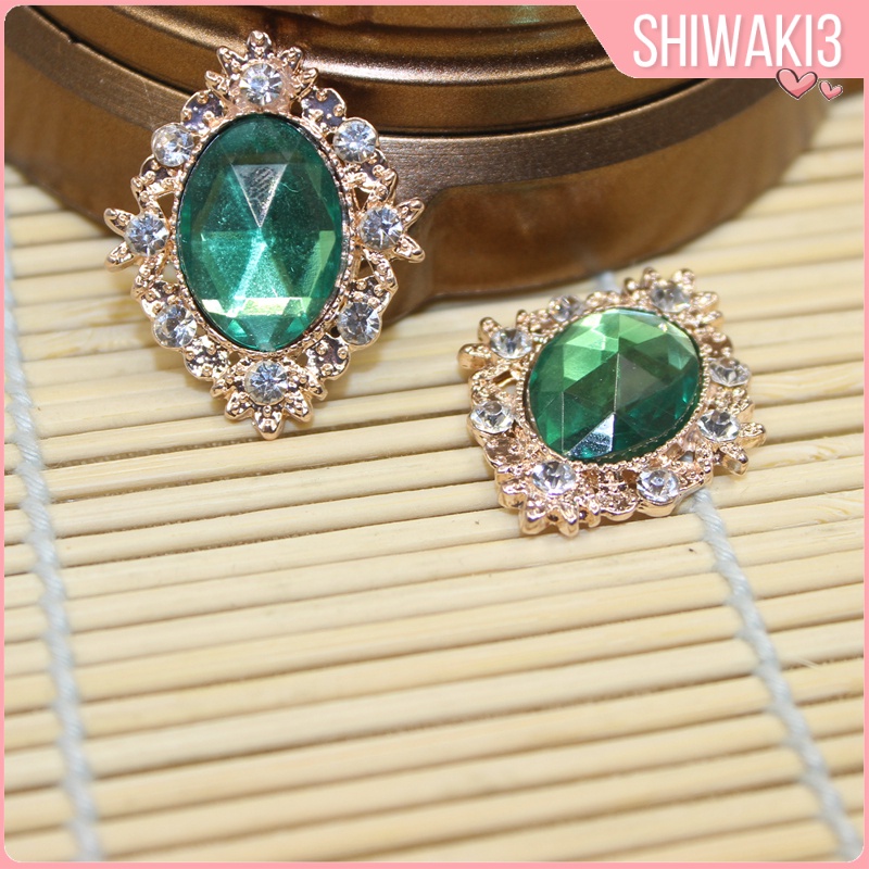 Set 10 Nút Thắt Lưng Dẹt Đính Đá Kim Cương Giả Màu Vàng Làm Đồ Thủ Công Đa Ứng Dụng