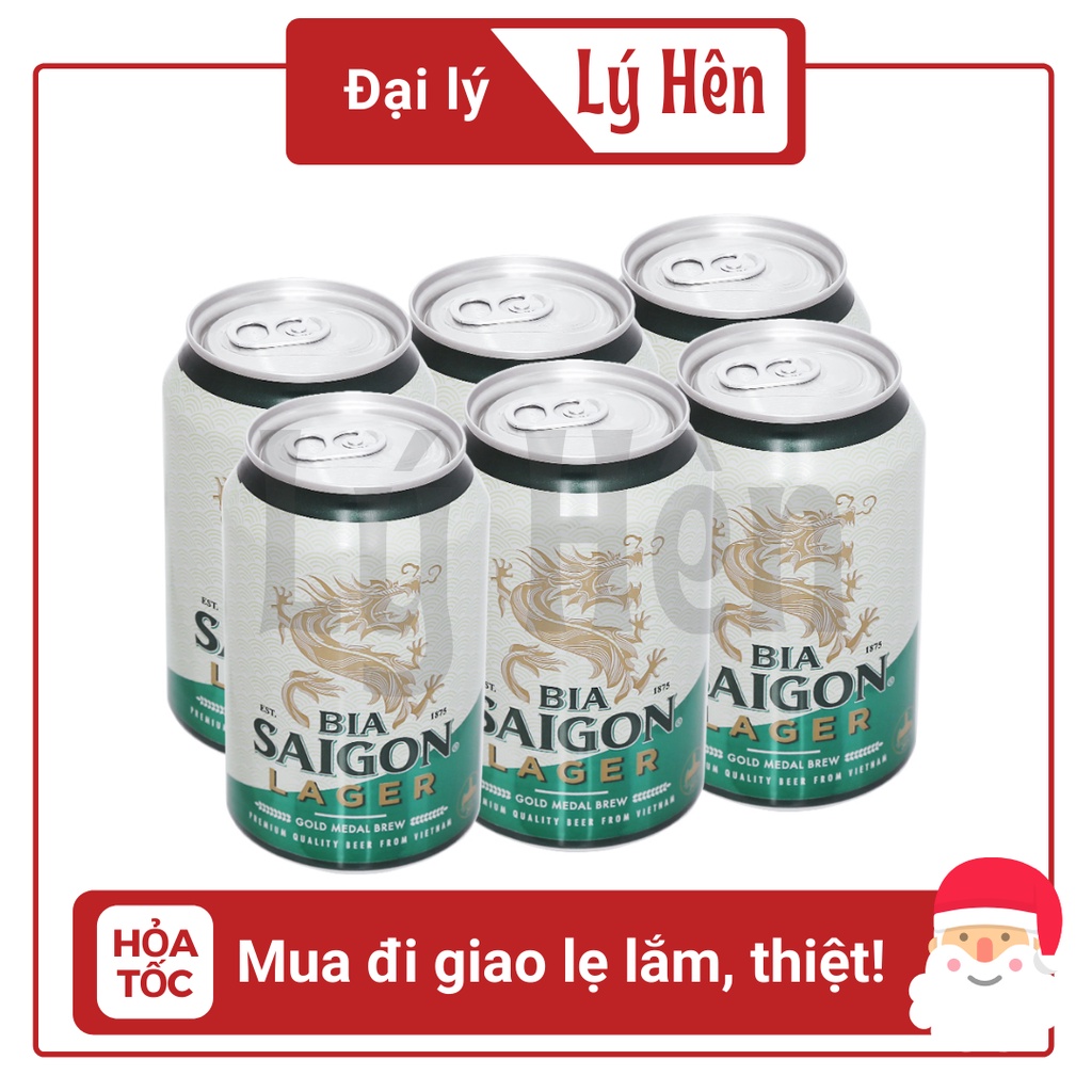 Lốc 6 Lon Bia Saigon Larger - Sài Gòn Trắng 330ml/Lon Date Luôn Mới