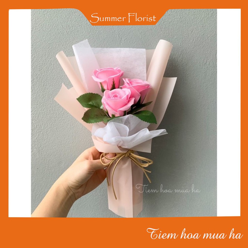 [Quà Tặng] Bó hoa sáp 3 bông hồng - Quà tặng sinh nhật, hội nghị, sự kiện, phụ nữ, lưu niệm, nowship trong ngày