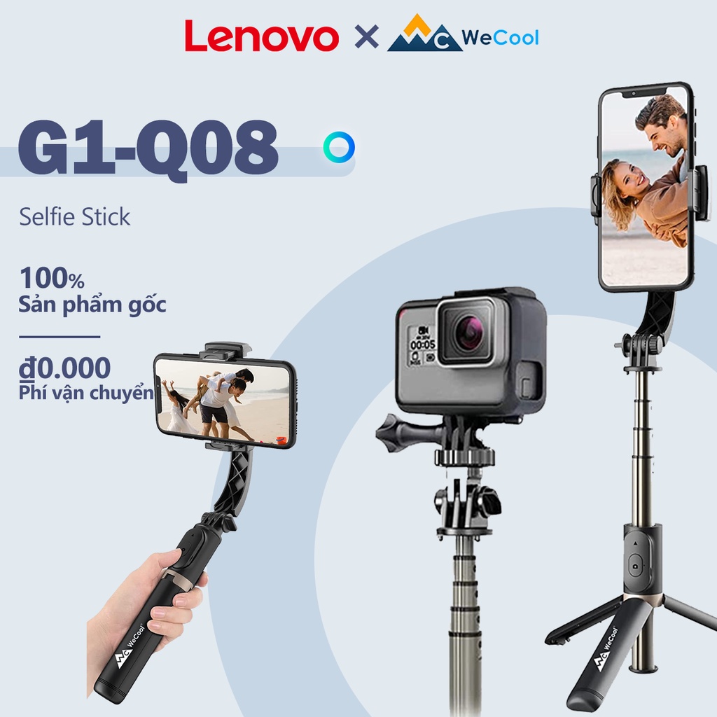 Gậy tự sướng Lenovo x WeCool G1 bluetooth không dây cho điện thoại và Gopro có chân có thể mở rộng và xoay 360 độ