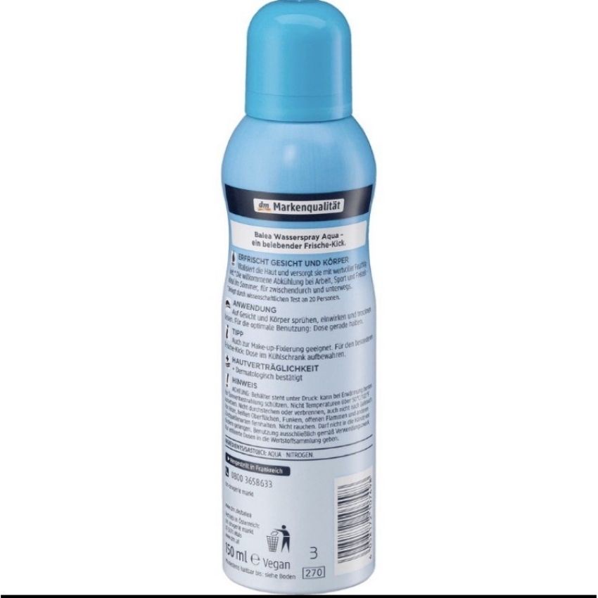 Xịt Khoáng Balea Wasserspray Aqua 150 ml của Đức