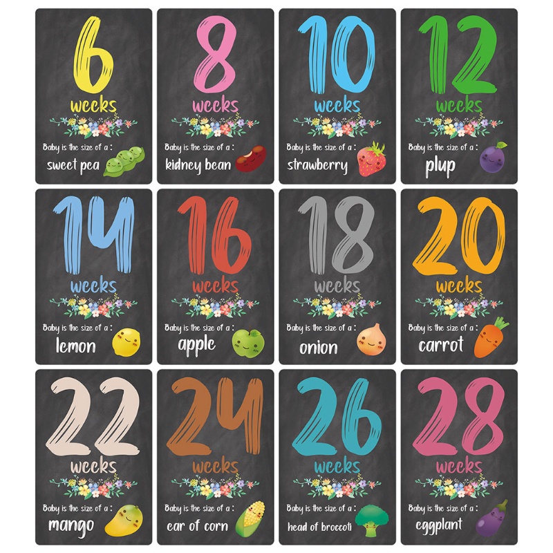 Set 24 Tấm Thẻ Cổ Điển Dùng Làm Đạo Cụ Chụp Ảnh Kỷ Niệm Dành Cho Em Bé