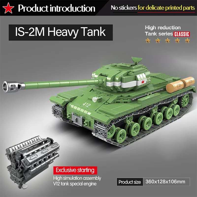 [Mã LIFE0503TOYS1 giảm 10% đơn 150k] Đồ chơi Lắp ghép Mô hình Xe Tank IS-2M Heavy Tank Soldier Weapon WW2 100062