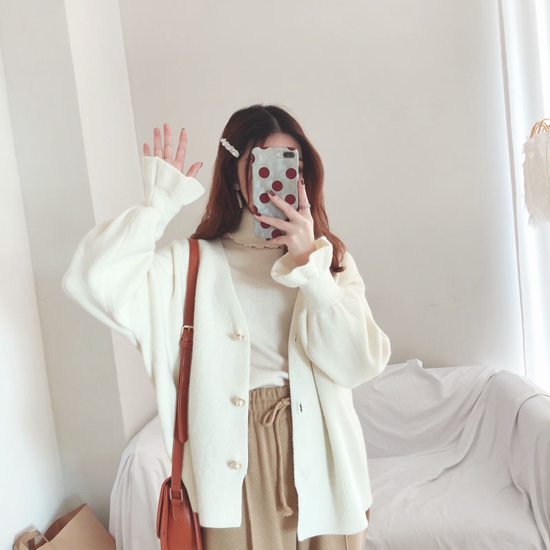 Áo khoác Cardigan dệt kim tay dài dễ phối đồ