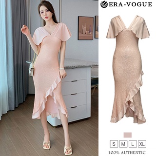 ZY·HT 🌷 Đầm Dài Đuôi Cá Cổ Chữ V Tay Lá Sen Đính Kim Sa Dành Cho Nữ váy dạ hội 5014