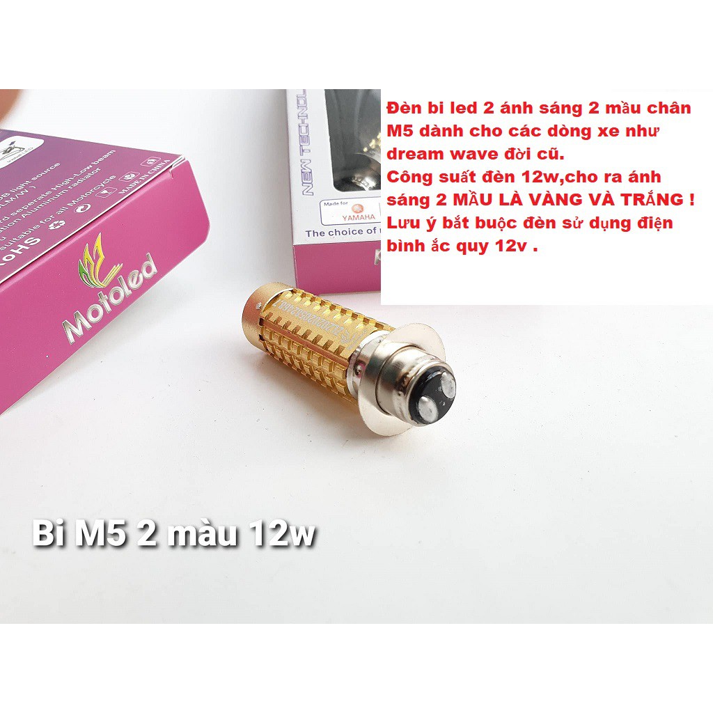 Đèn led 2 mầu chân M5 lắp xe dream