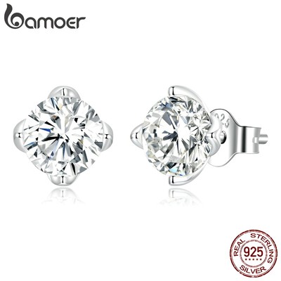 BAMOER 1 Đôi Bông Tai Bạc 925 Thời Trang Cho Nữ MSE001+ZS-MSE001