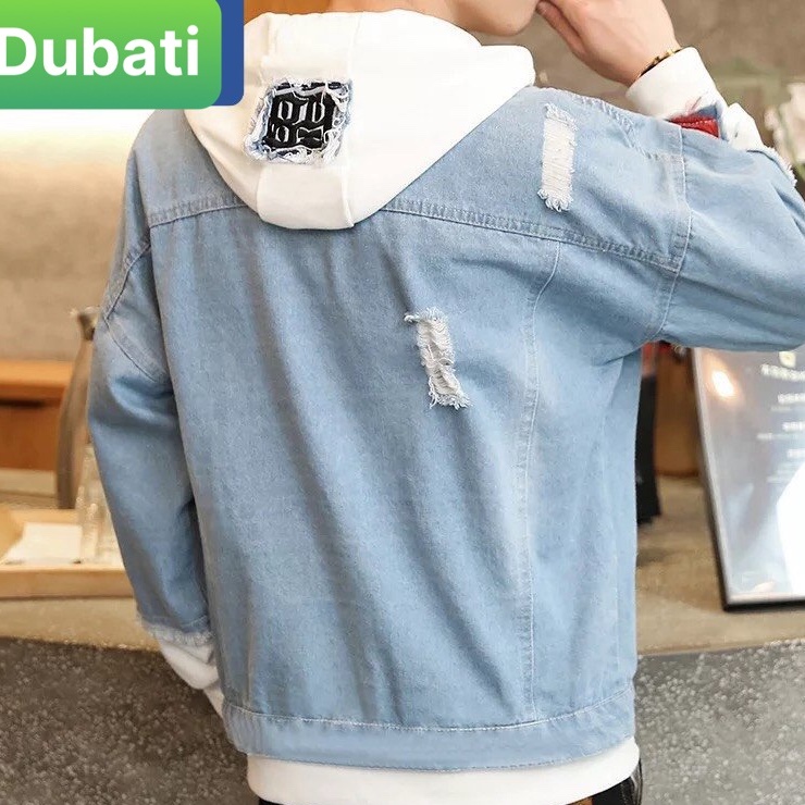 ÁO KHOÁC JEAN CHẤT BÒ NAM NỮ CÓ NÓN NỈ WASH RÁCH THỜI TRANG CAO CẤP- DUBATI FASHION