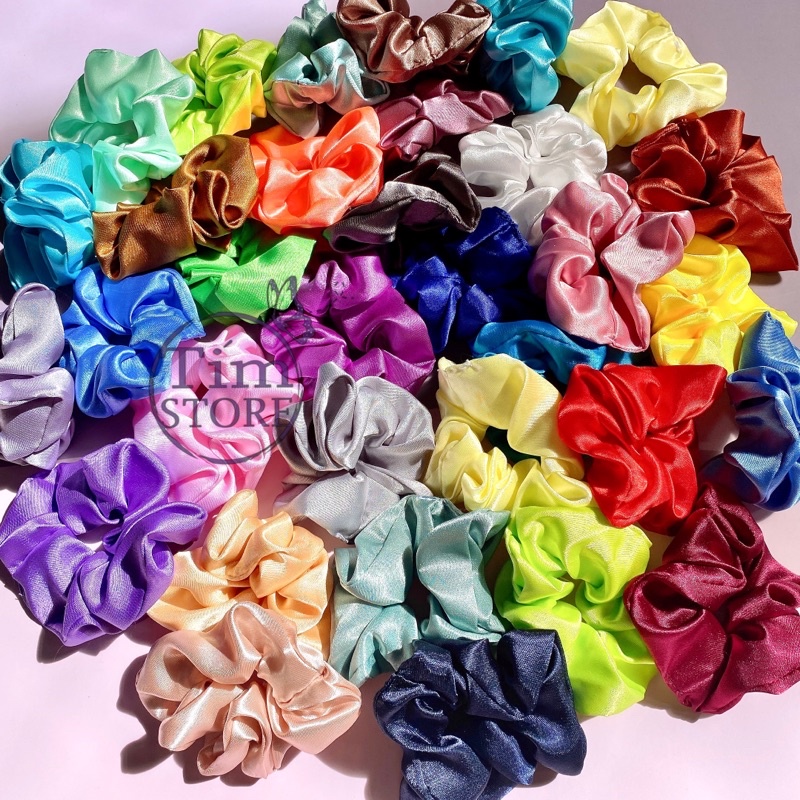 Dây cột tóc scrunchies satin bóng TÍM STORE đơn giản phong cách thời trang hàn quốc