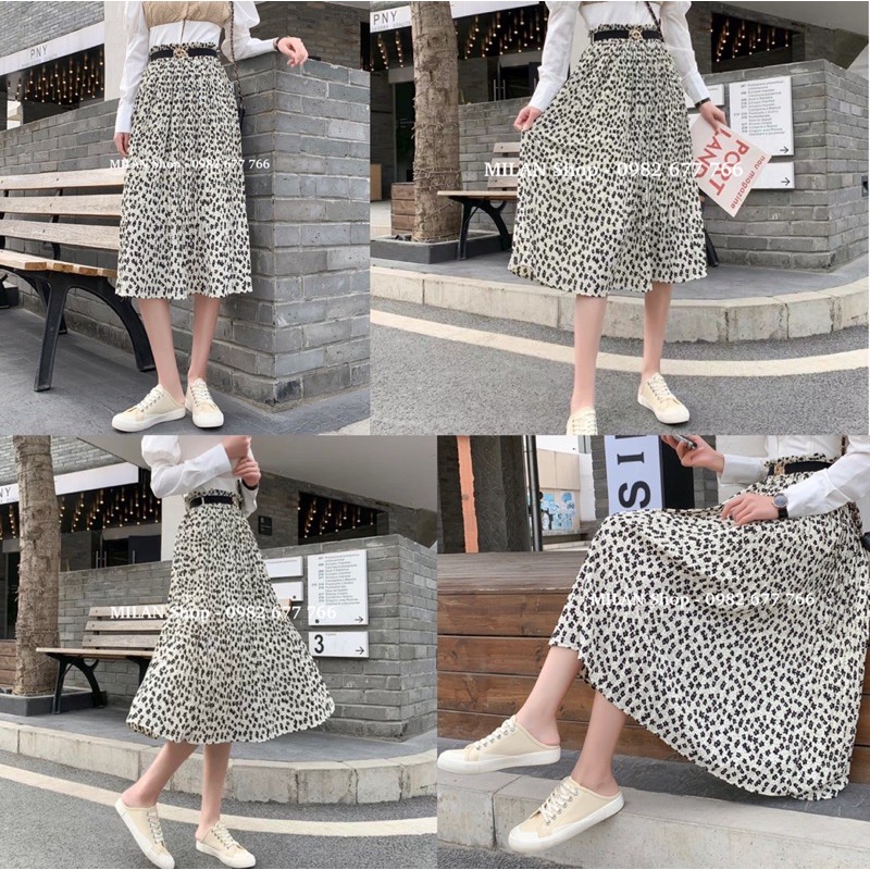 Chân váy voan hoa dập ly kèm đai mẫu mới | BigBuy360 - bigbuy360.vn