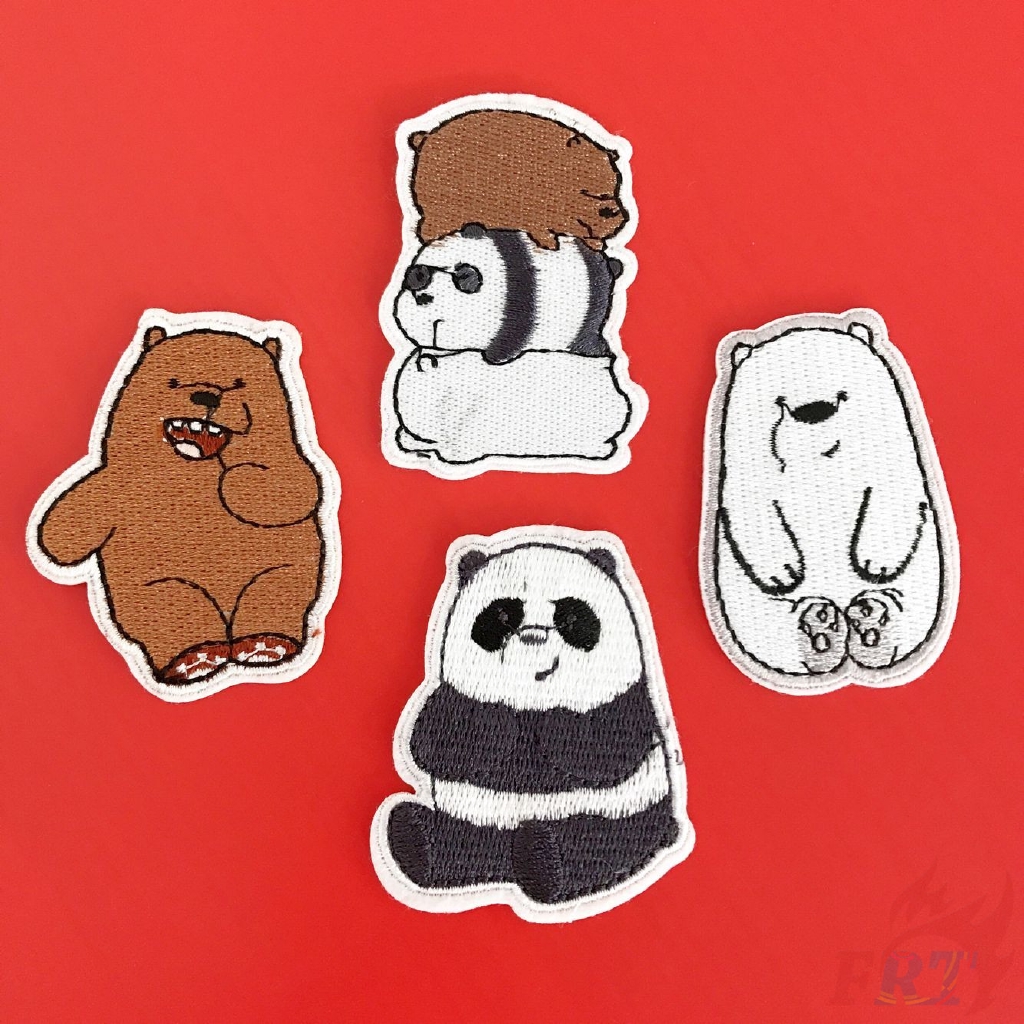 Sticker ủi thêu hình gấu trúc dễ thương