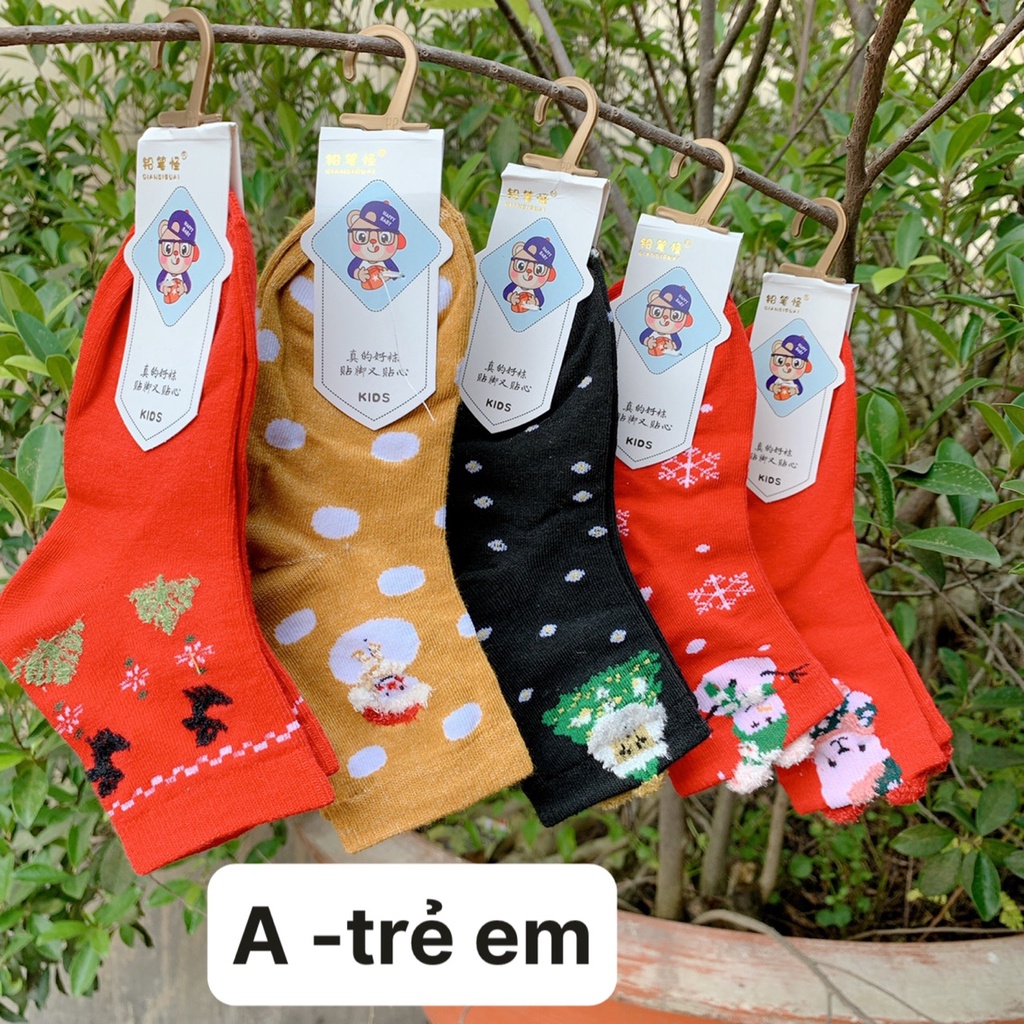 [SET 10 ĐÔI] Tất Noel Cotton trẻ em Ấm Áp | Quà Tặng Noel Dễ Thương