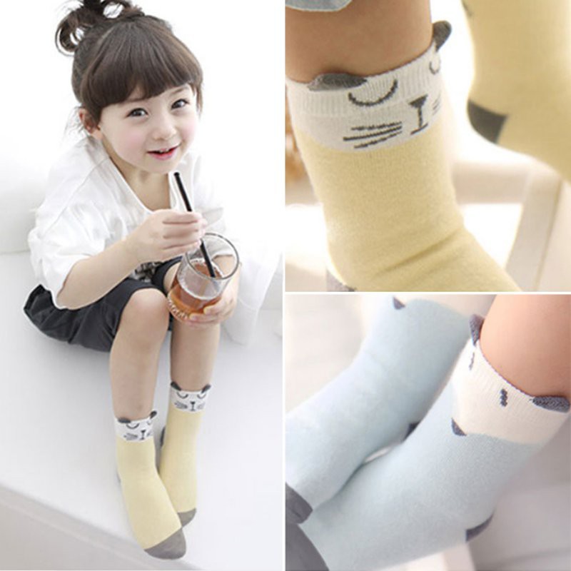 Cartoon Newborn Cotton Fox Cat Printed Anti-slip Knee Socks Kids Baby Stockings 0-4Y