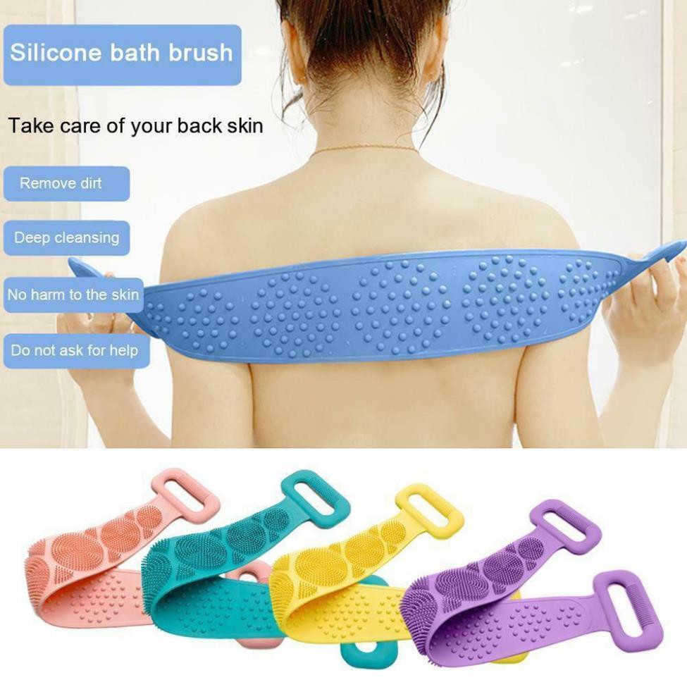 Dây đai chà lưng 2 mặt đa năng dụng cụ bằng silicon kỳ cọ massage tẩy da chết khi tắm