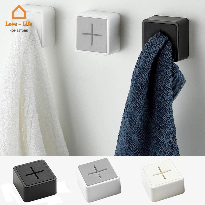 Móc Treo Khăn Tắm Bằng Nhựa Gắn Tường Tự Dính Không Cần Khoan Đa Năng