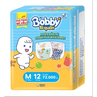 Tã quần bobby tặng 12m size m76/l68/xl62