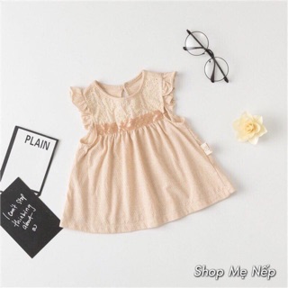 Đầm đai eo cánh tiên cho bé gái cotton hữu cơ cao cấp xuất khẩu mặc khô thoáng, thấm hút mồ hôi tốt mùa hè
