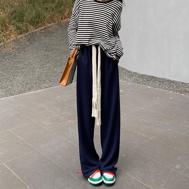 Quần ống rộng IELGY có dây rút phong cách Hàn Quốc thời trang cho nữ