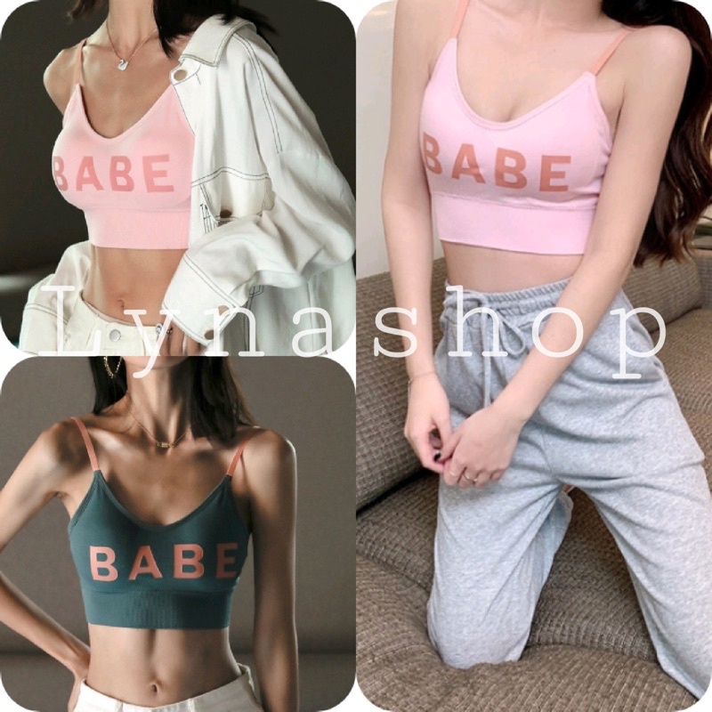 Áo Bra Nữ Tập Gym BABE 🦋 Áo 2 Dây Nữ Mút Ngực In Chữ 5 Màu 🦋