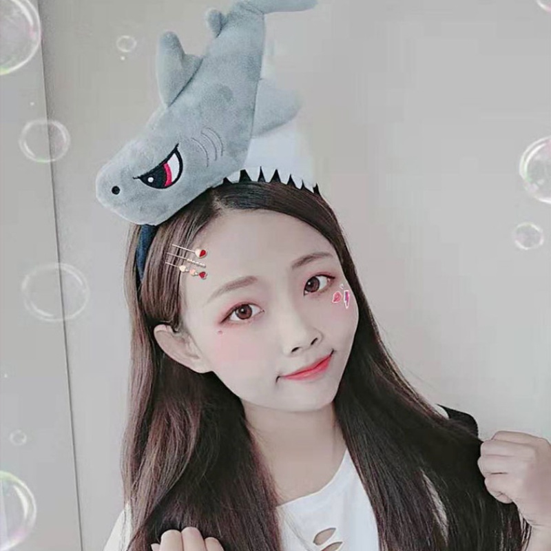 Băng Đô Cài Tóc Đính Hoạt Hình Cá Mập Nhồi Bông Kiểu Hàn Quốc Dễ Thương Cho Bé Gái