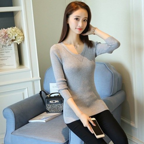 Áo len nữ cổ tim len dày vừa dáng ôm xinh Al62