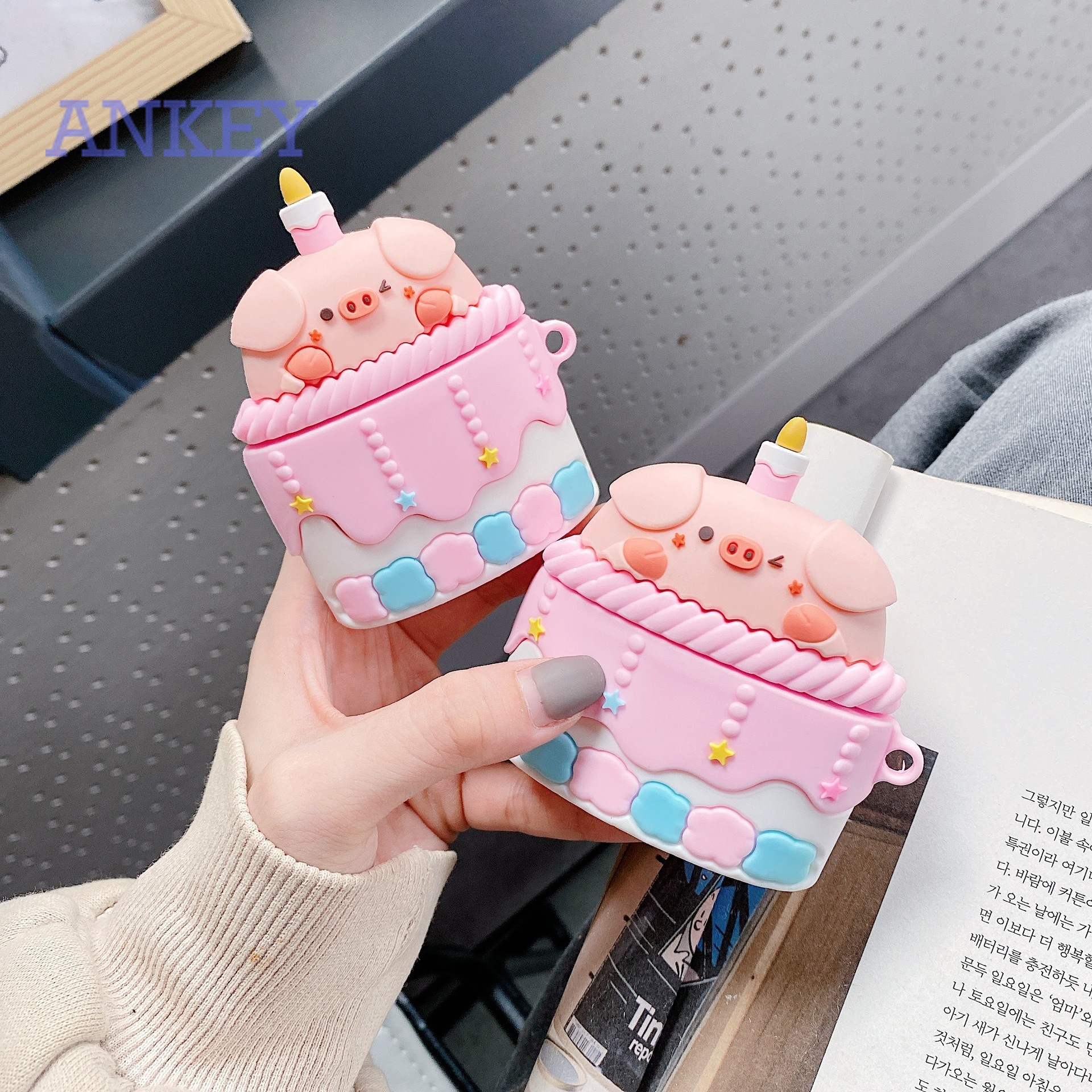 Silicone Case for Airpods 1 / 2 Case Huawei Freebuds 3 Headset Airpods Pro Case Cartoon Cake Pig Doll Wireless Cover for Airpods pro / EDIFIER / vivo neo / Xiaomi Air 2 / 2S Waterproof Shockproof Shell Soft Protective Case Headphone Cover Headset Skin