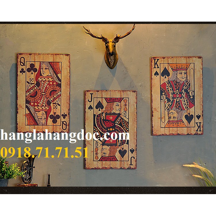 Tranh gỗ treo tường hình lá bài (40x60cm) cỡ lớn, trang trí độc đáo &amp; sang trọng