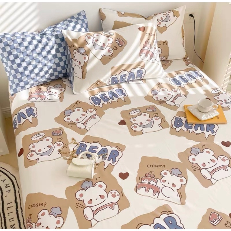 Bộ Ga Gối ❤️ ga gối cotton 100% họa tiết đáng yêu cho bé phong cách Hàn Quốc đủ size đệm nhập khẩu chính hãng