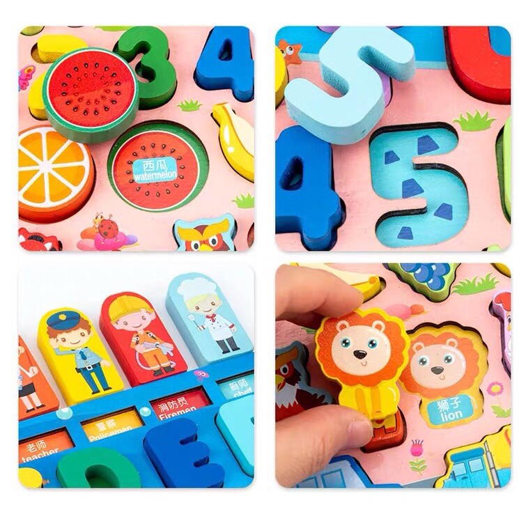 Đồ chơi thông minh cho bé phát triển trí tuệ, Xếp hình câu cá học chữ số 7in1 cao cấp ETOYS