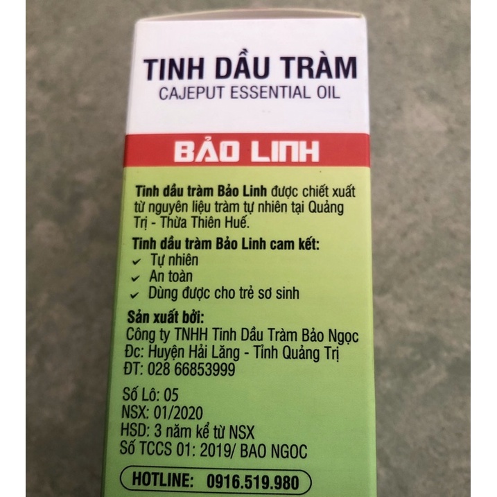 TINH DẦU TRÀM BẢO LINH - TINH DẦU NGUYÊN CHẤT - CHÍNH HÃNG CÔNG TY - CHAI 30ml