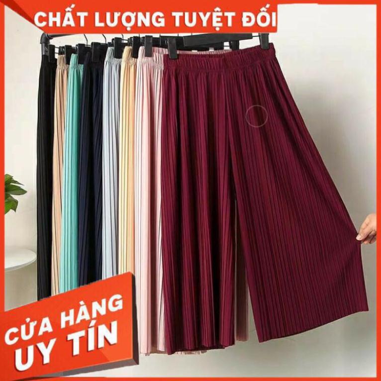 Quần lửng cao ống rộng xếp ly năng động cho nữ