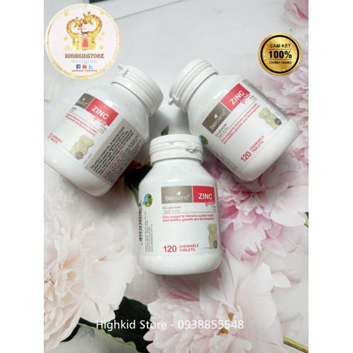 Viên nhai bổ sung kẽm cho bé bioisland Úc Zinc - 120 viên