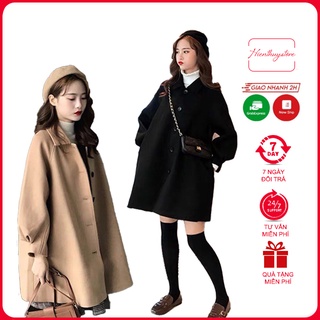 Aó Dạ Kiểu Dáng Hàn Quốc Thu Đông,chất dạ 2 lớp dày, thiết kế sang trọng và lịch sự ( áo tay bồng)