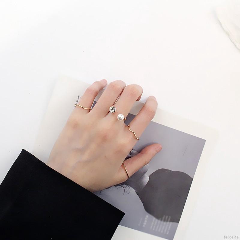 Nhẫn đính đá kiểu dáng đơn giản theo phong cách Hàn Quốc