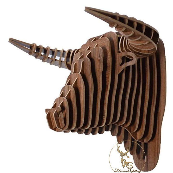 Mô hình Ngựa gỗ  - Tượng gỗ 3D lắp ghép treo tường phong thủy , trang trí nội thất cao cấp LP0851