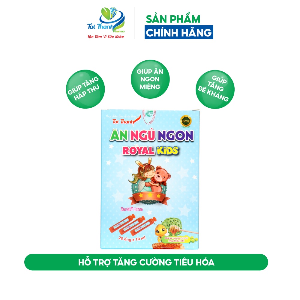 Ăn ngủ ngon Royal Kids Tất Thành Pharma tăng cường tiêu hóa giảm mồ hôi trộm cho trẻ hộp 20 ống