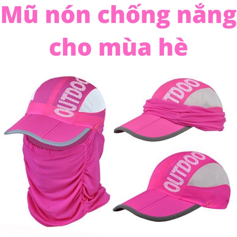 Mũ nón chống nắng kèm khẩu trang-Mũ nón cho các môn thể thao ngoài trời-Mũ nón chất liệu vải dai mỏng mát