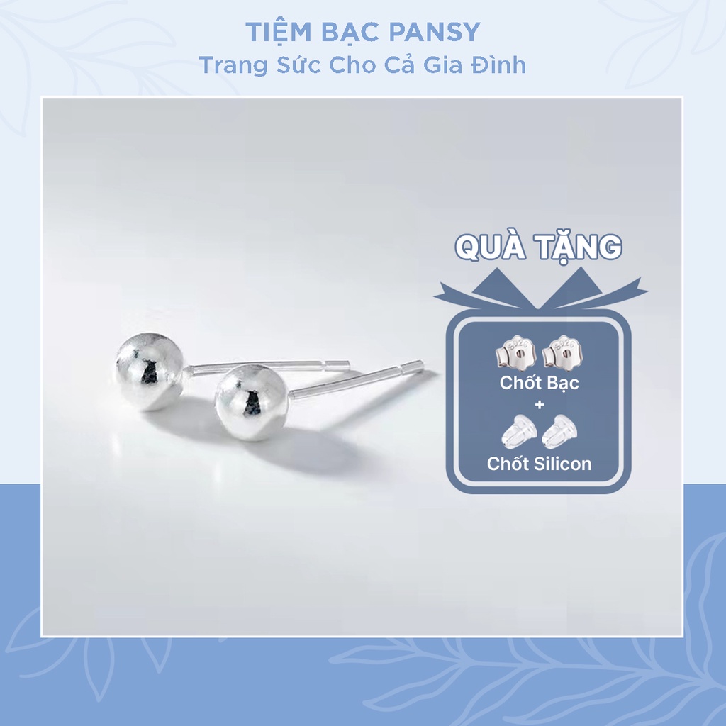 Khuyên tai nụ bi bạc ta nam nữ đều đeo được, bông tai Unisex chất liệu bạc thật nguyên chất