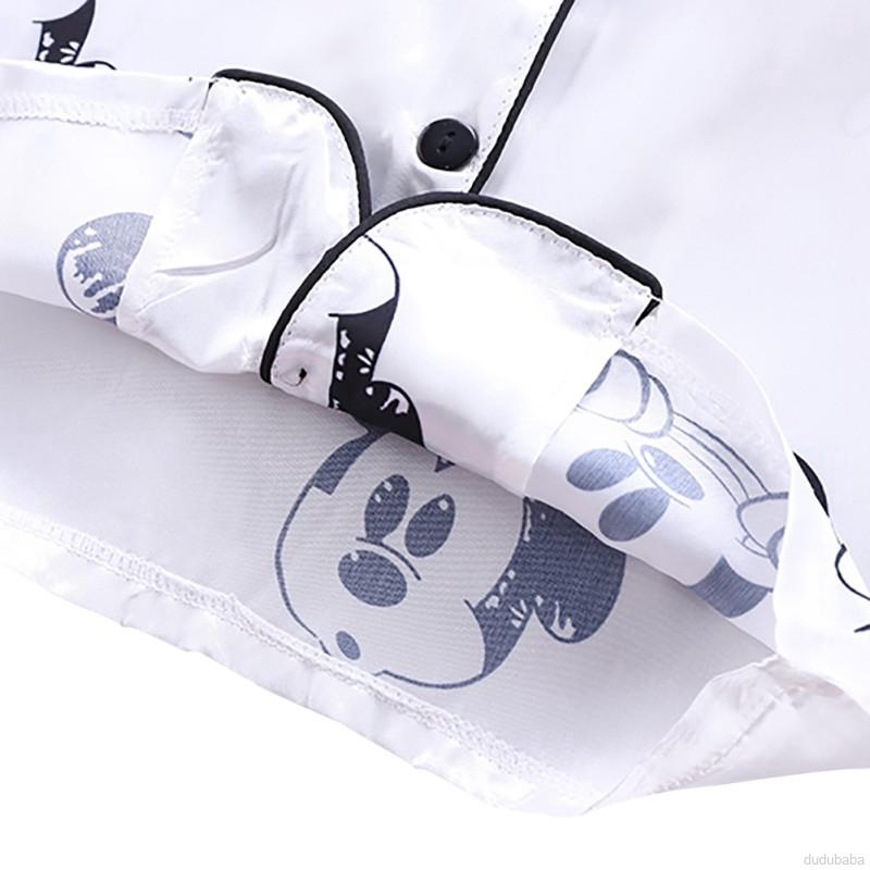Set Đồ Ngủ Ngắn Tay In Họa Tiết Chuột Mickey Dễ Thương Dành Cho Bé Trai 1-6 Tuổi