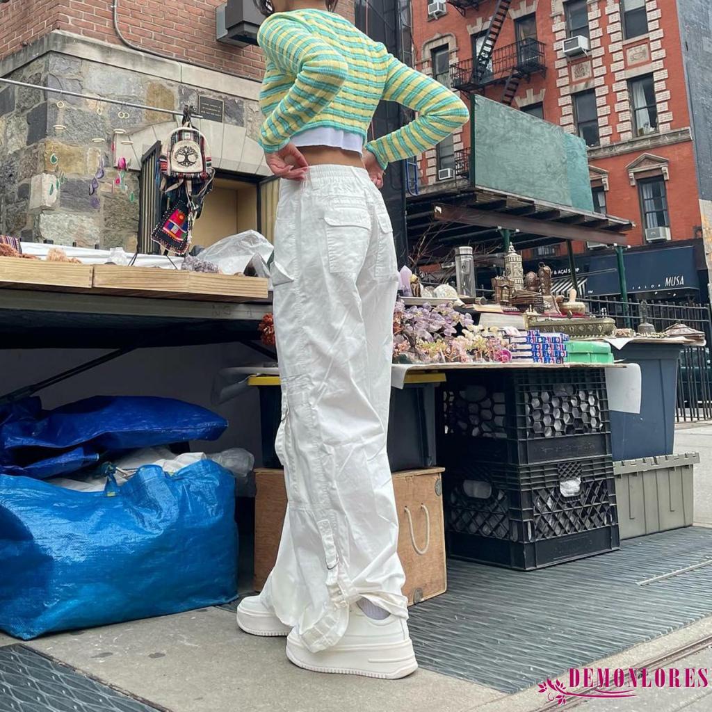 Quần Baggyumixi Y2k Dáng Rộng Lưng Thấp Phối Dây Rút Thời Trang Cho Nữ