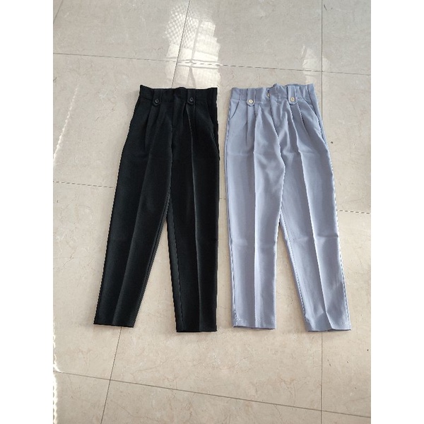 Quần tây nữ đẹp lưng cao hàn quốc cạp đai đính khuy quần baggy nữ đi học